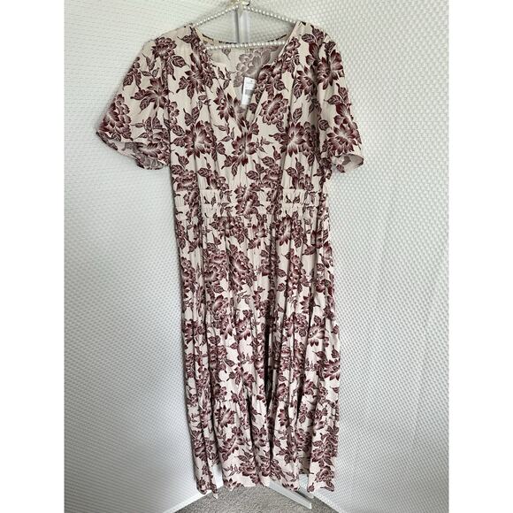 Kate & Sam XL Maxi Dress Floral Wine Boho Cottagecore Feminine Dainty Flowy - Picture 1 of 11